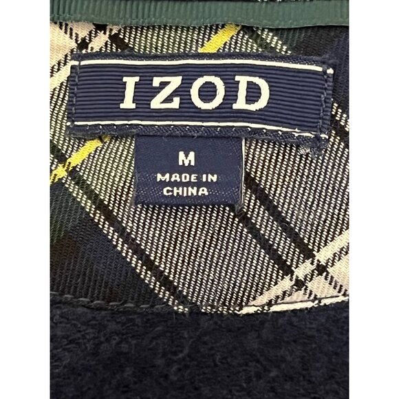 Izod Women's Navy Plaid Accent Sweater With Bow Detail Size M Cotton Blend Comfy - Picture 16 of 16